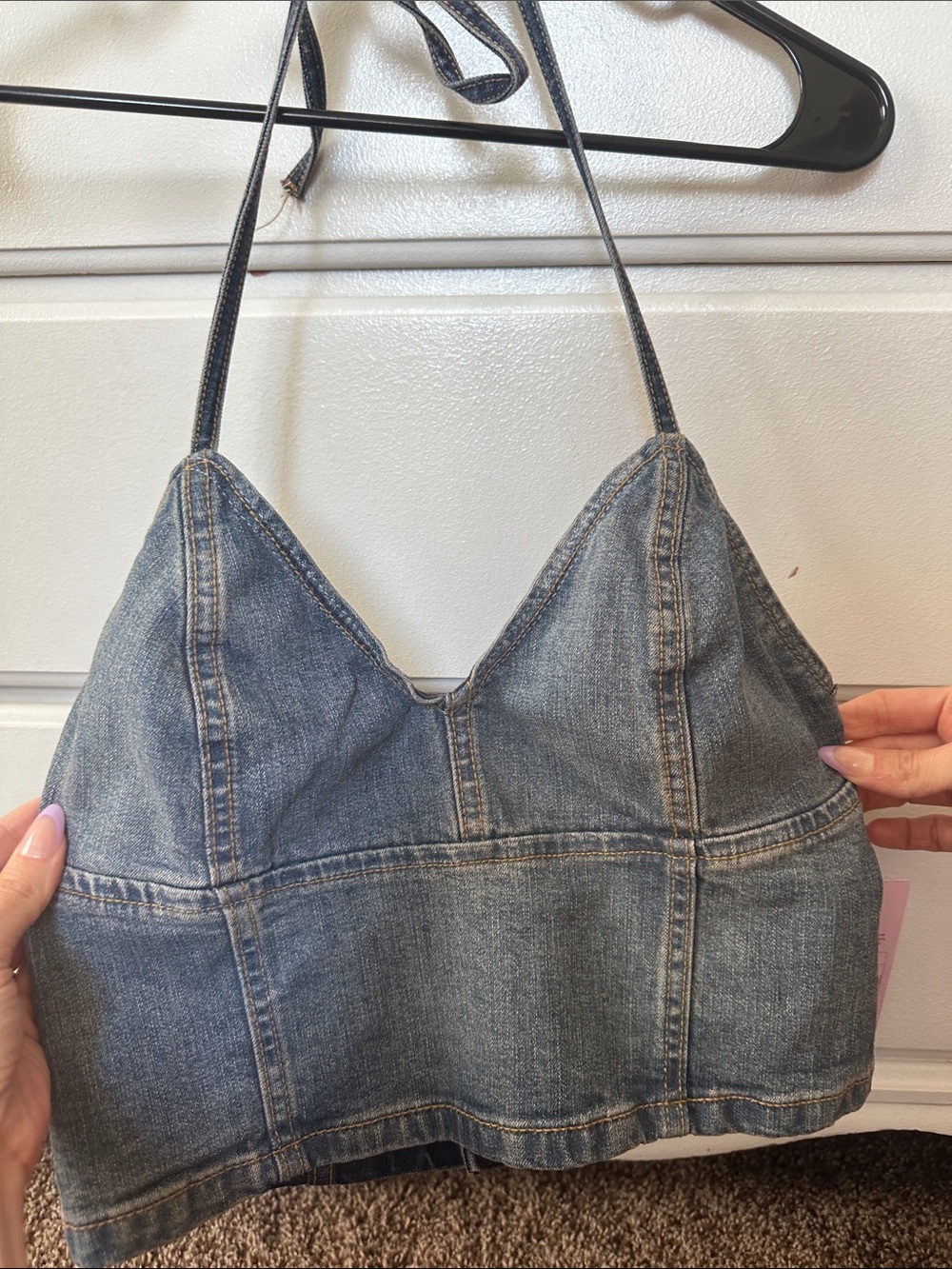 wild fable Denim Halter Crop Top in Blue